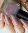 Foggy blue with pink to orange shimmer 